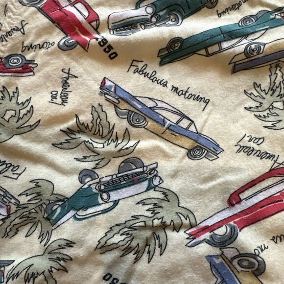 Vintage Modern Edge Hawaiin Style Polo Shirt Mens Large 1950 Classic Car Design - Picture 9 of 10